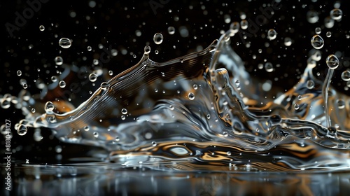 High-Speed Photography of Splashing Water Droplets on a Black Background