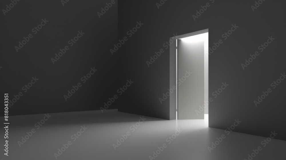 Bright light shining through open door in minimalist room at dawn Bright light shining through open door in minimalist room at dawn