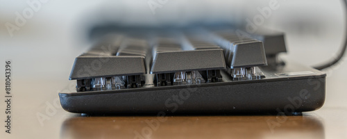 Mechanical keyboard at officre used to work with computer