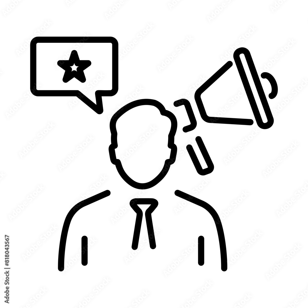 Check out linear icon depicting influencer marketing Check out linear icon depicting influencer marketing