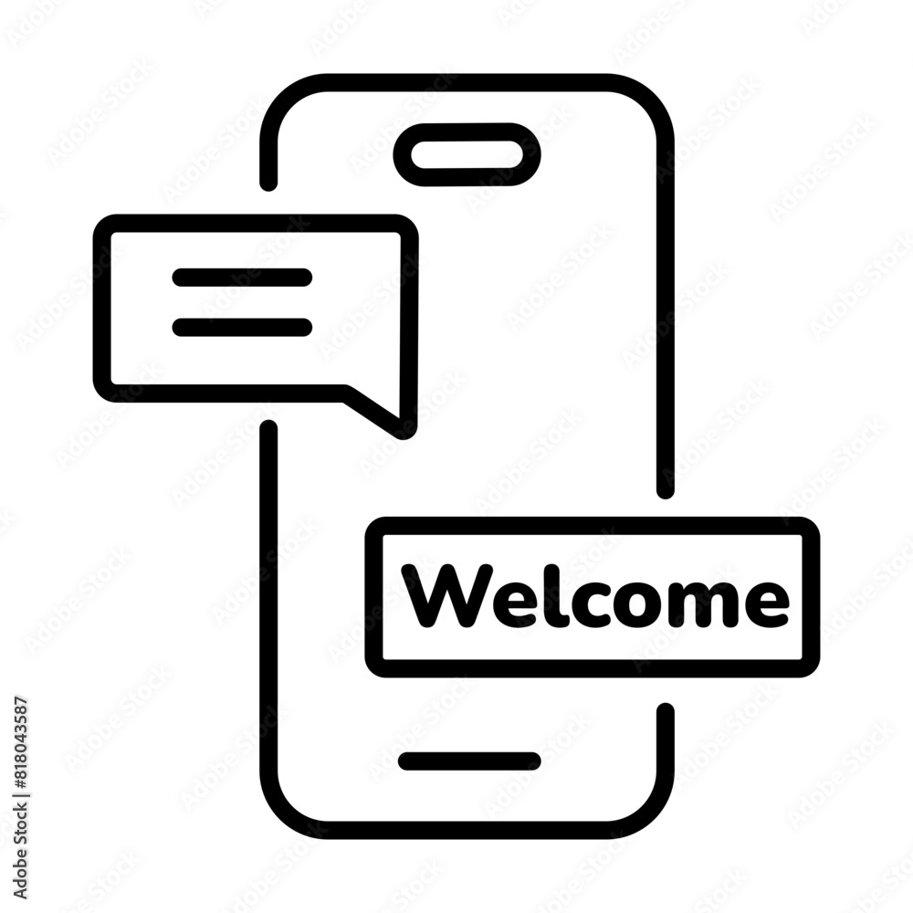Get this linear style icon of mobile chat Get this linear style icon of mobile chat