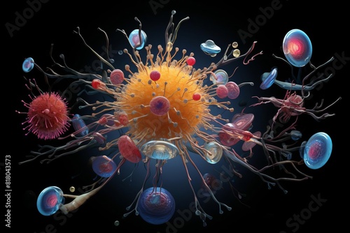 Create a visual representation of the cellular machinery for vesicle transport within a cell. photo