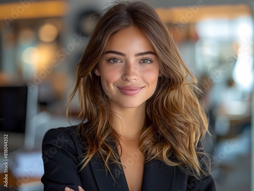 Wallpaper Mural A young female employee smiles in the office Torontodigital.ca