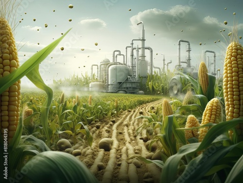 Design a visual representation of the benefits of genetically modified crops, such as pest resistance and higher yields.