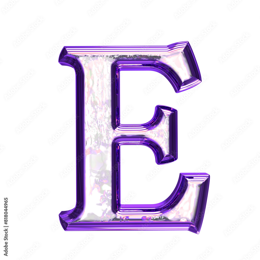 Ice symbol in a purple frame. letter e Ice symbol in a purple frame. letter e
