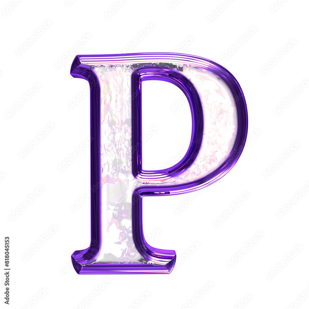 Ice symbol in a purple frame. letter p Ice symbol in a purple frame. letter p