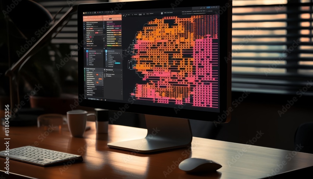 Generate a visual of a computer screen with a genetic code editor open ...