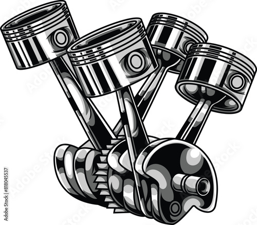 v4 piston configuration vector illustration eps 10
