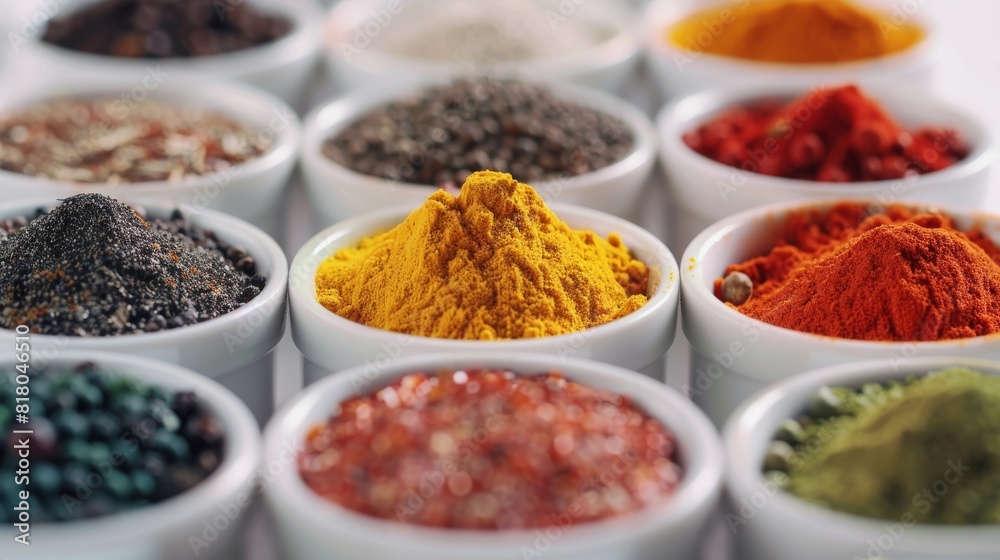 variety of spices in bowls