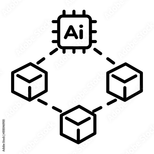 A well-designed outline icon of ai blockchain 