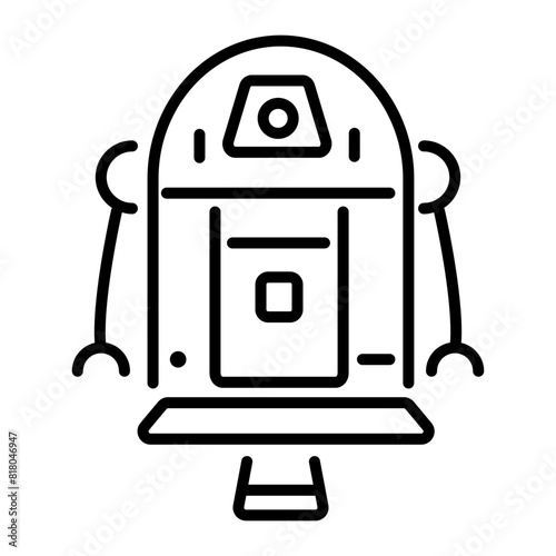 Premium line style icon of a droid robot 