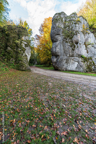 Brama Krakowska rock formation in Ojcowski Park Narodowy in Poland photo