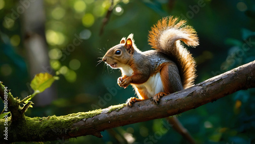 squirrel on a forest tree branch © IOLA