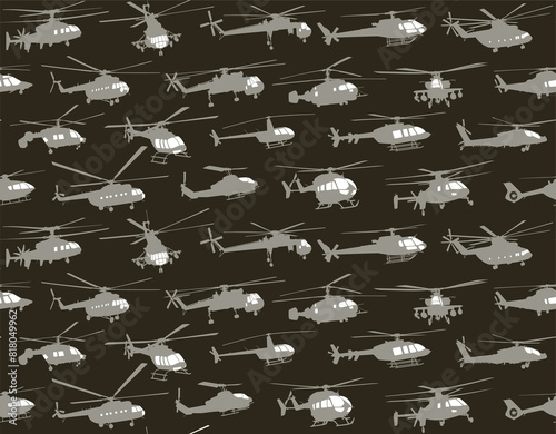The seamless background with helicopters.