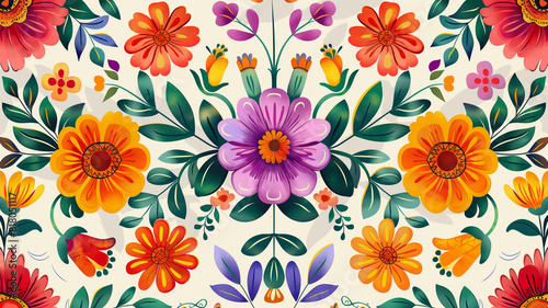 patron floral sobre la cultura mexicana  colores vivos