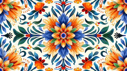 patron floral sobre la cultura mexicana  colores vivos