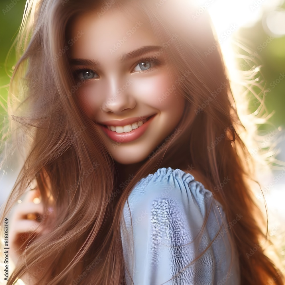 Fototapeta premium A beautiful girl looking back. Generative ai.