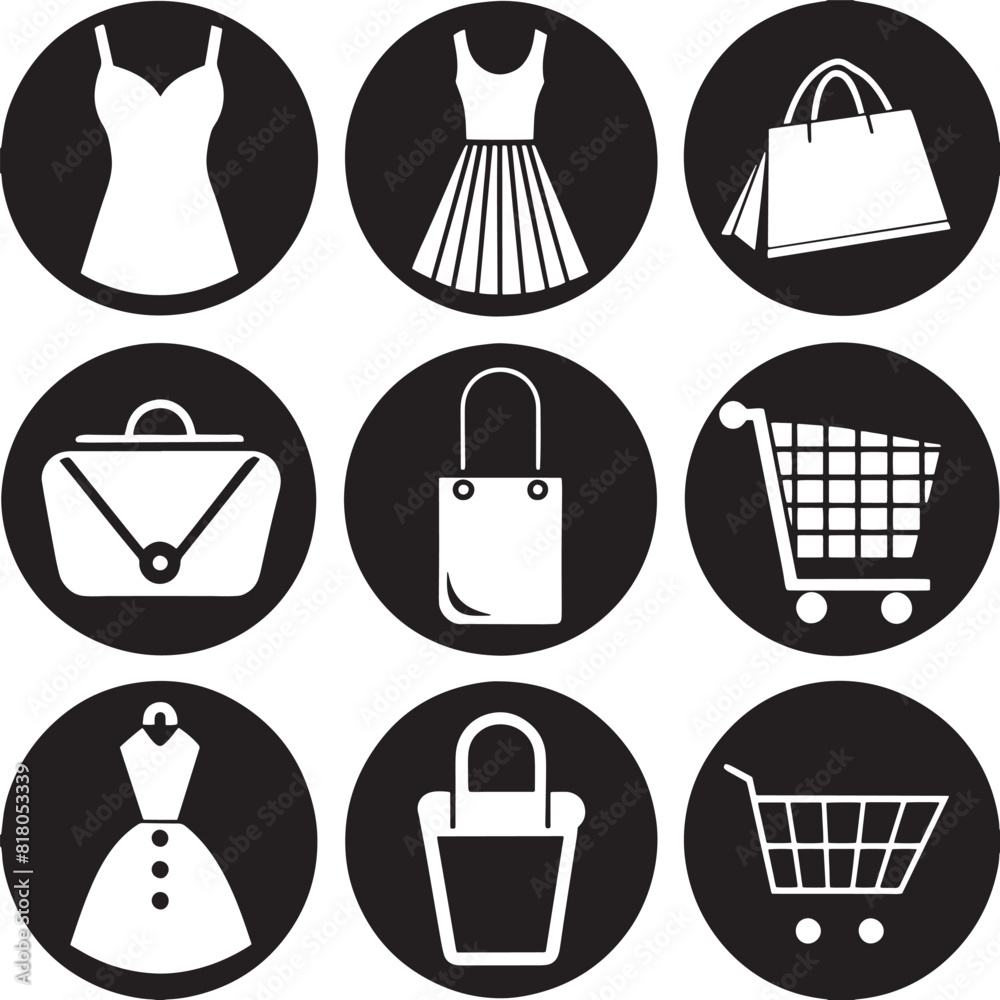 set of shopping icon illustration isolated on white background set of shopping icon illustration isolated on white background