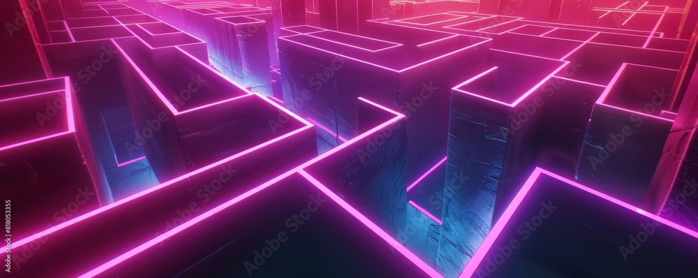 A neon labyrinth, its paths twisting and turning, leading to an unknown destination A neon labyrinth, its paths twisting and turning, leading to an unknown destination