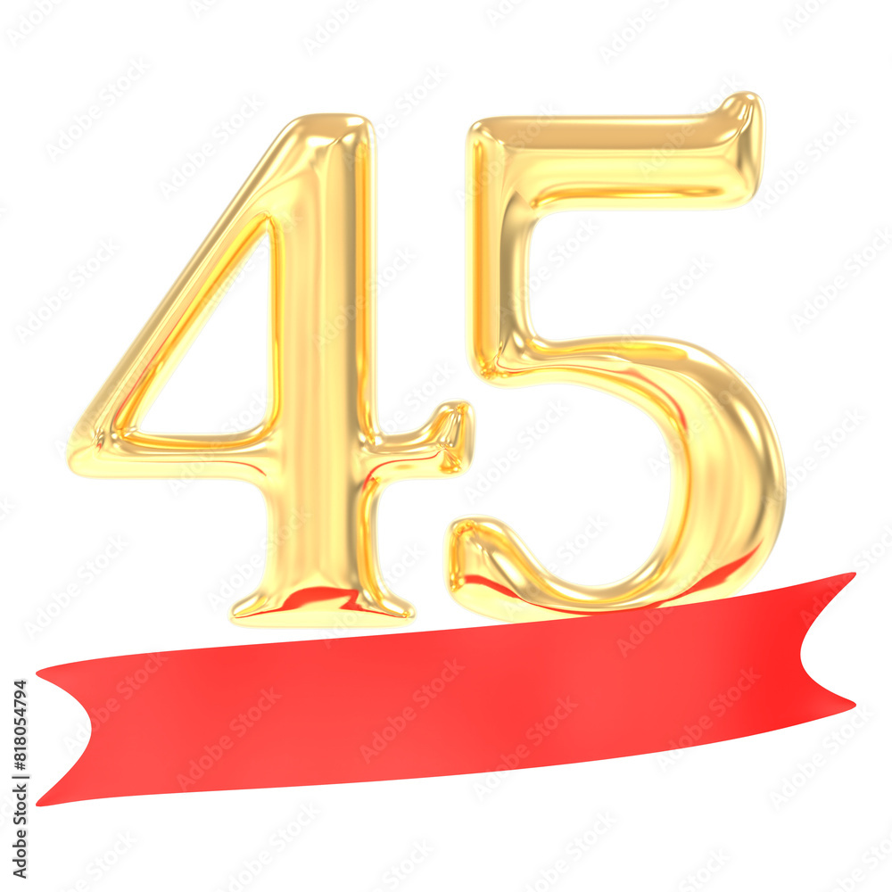 Anniversary 45 Number Gold And Red 3d Rendering Anniversary 45 Number Gold And Red 3d Rendering