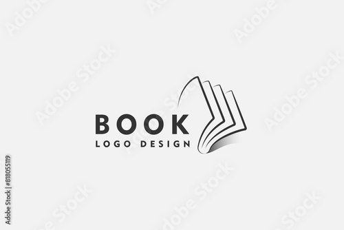 book logo in linear style design for bookstore, book company, publisher, encyclopedia, library, education logo concept