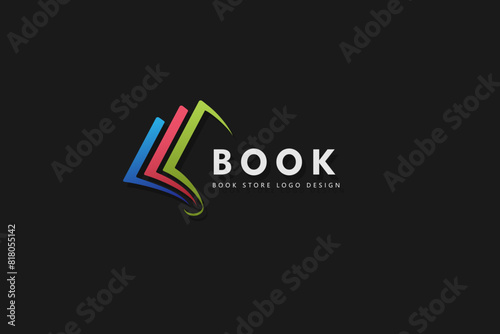 book logo in colorful style design for bookstore, book company, publisher, encyclopedia, library, education logo concept