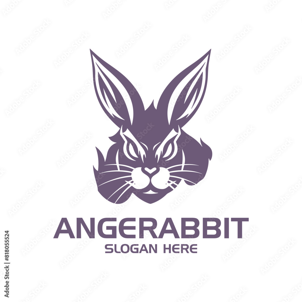 Fototapeta premium Angry rabbit logo vector illustration