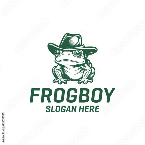 Cool frog vector logo illustration