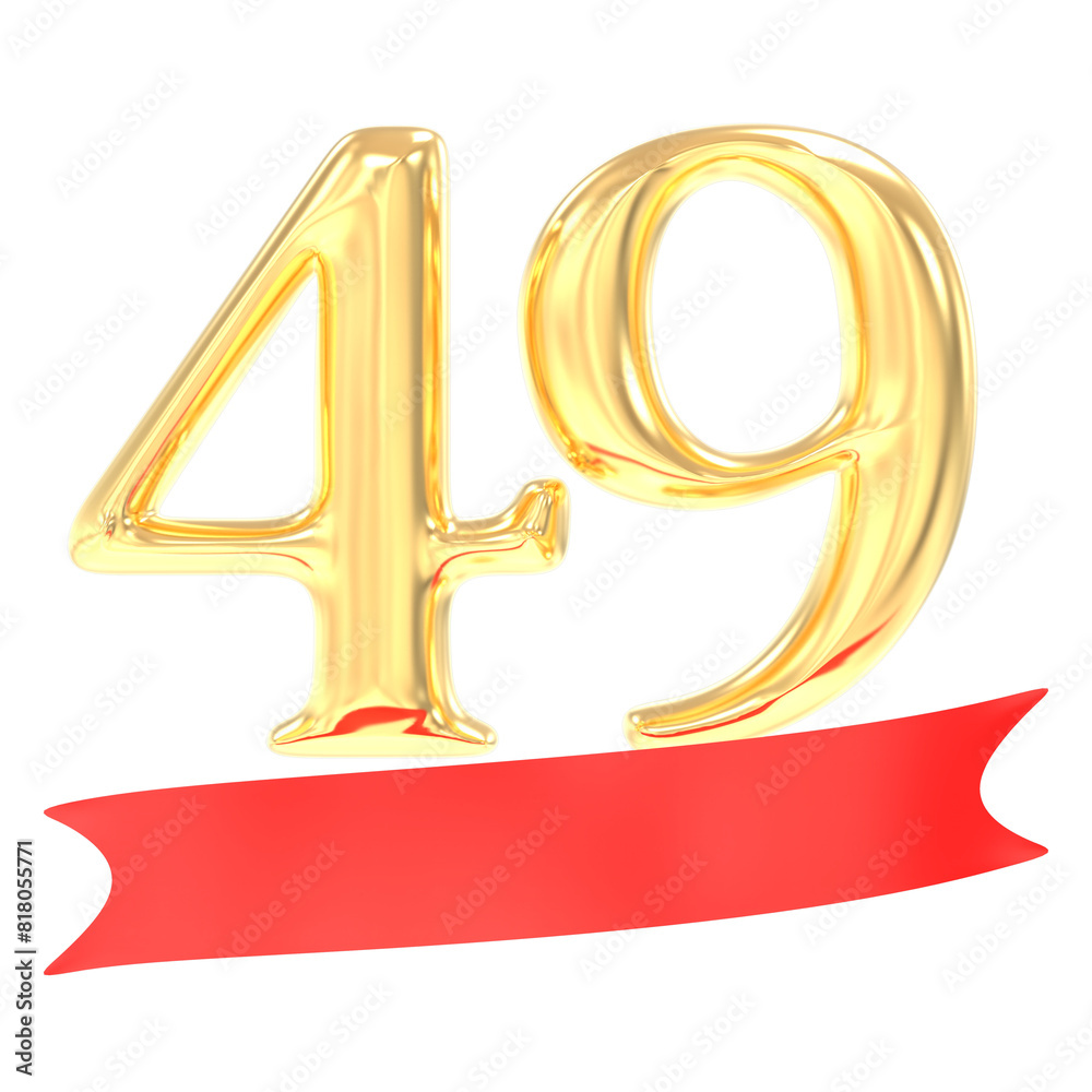 Anniversary 49 Number Gold And Red 3d Rendering Anniversary 49 Number Gold And Red 3d Rendering