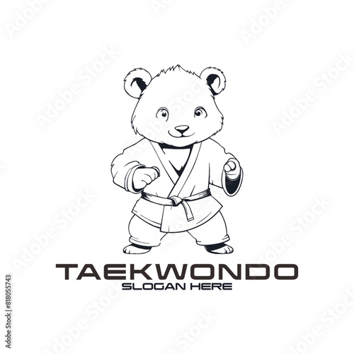 Taekwondo panda logo vector illustration