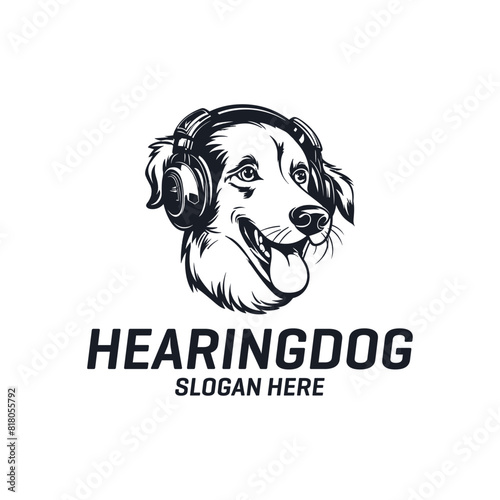 Headphone dog logo vector illustration