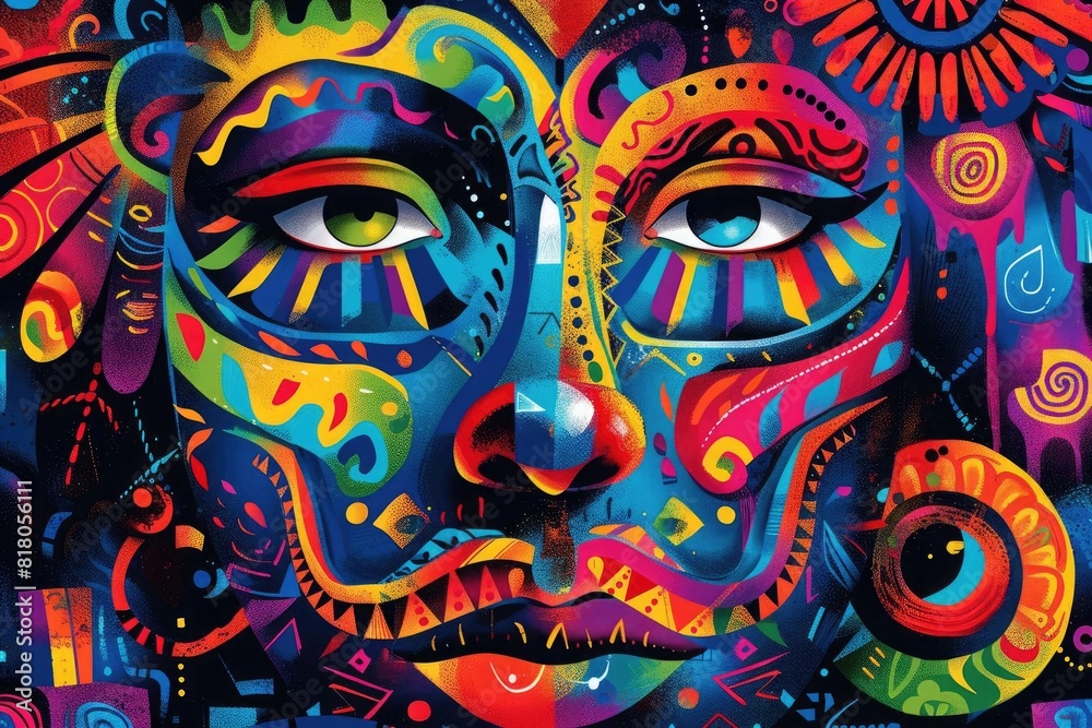 An abstract painting of a woman's face An abstract painting of a woman's face