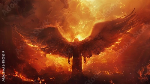 fallen angel with fiery wings dark fantasy art of lucifer digital painting photo