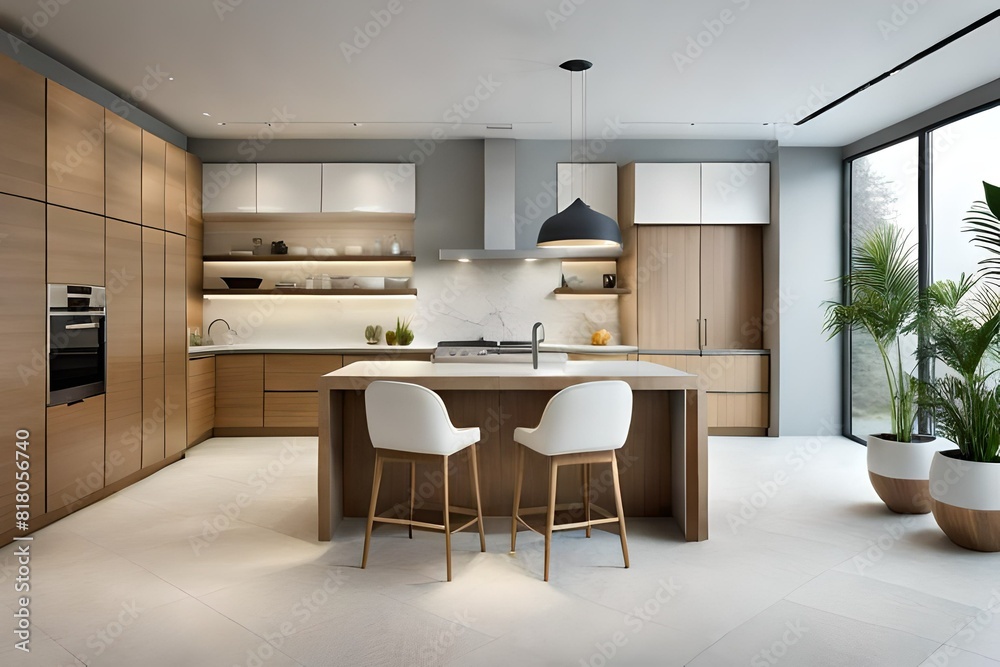 Foto de **Beautiful kitchen in luxury modern contemporary home interior ...