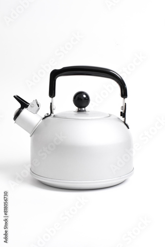 Stainless steel Kettle with whistle isolated on white background