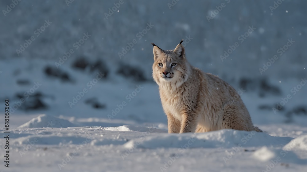 Fototapeta premium Lynx Cats Amidst the Snow