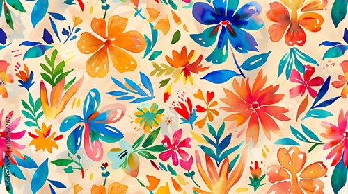 A vibrant watercolor floral pattern