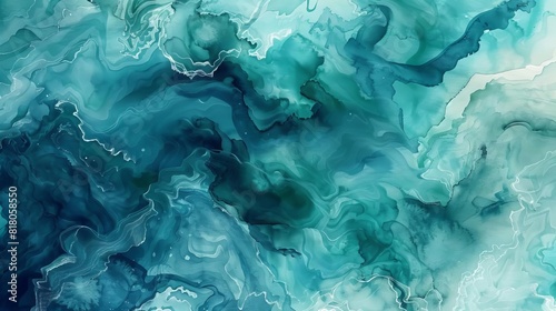 fluid teal blue and green watercolor paint creates mesmerizing abstract texture background watercolor