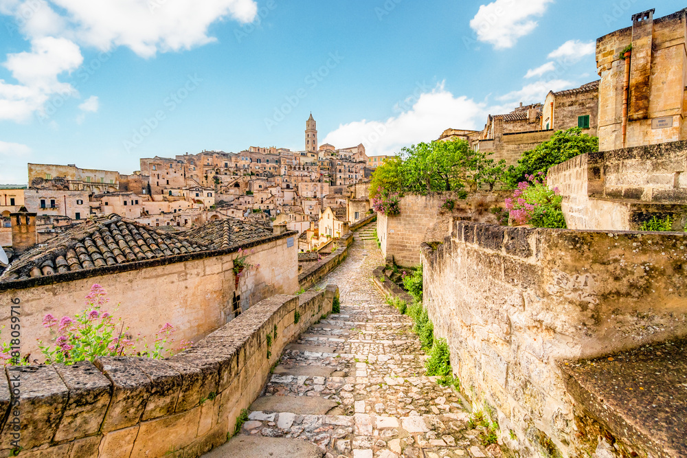 View of the ancient town of Matera, Sassi di Matera in Basilicata, southern Italy