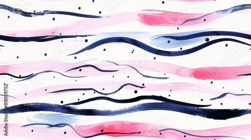 abstract minimalist colorful brush watercolor thin small stripes with small waves wallpaper design