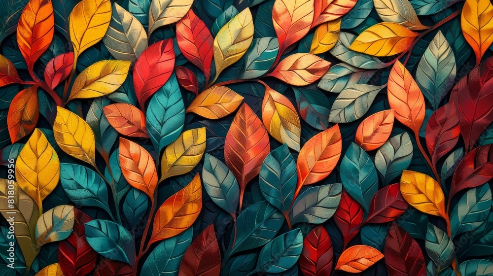 A colorful leafy background with a variety of colors including red, yellow A colorful leafy background with a variety of colors including red, yellow