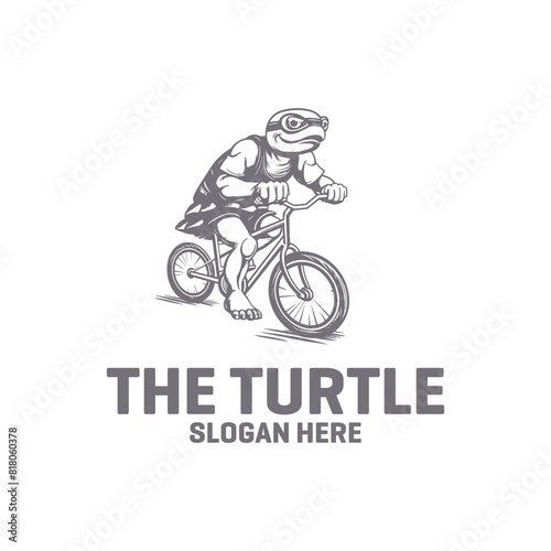 Bicycle turtle logo vector illustration