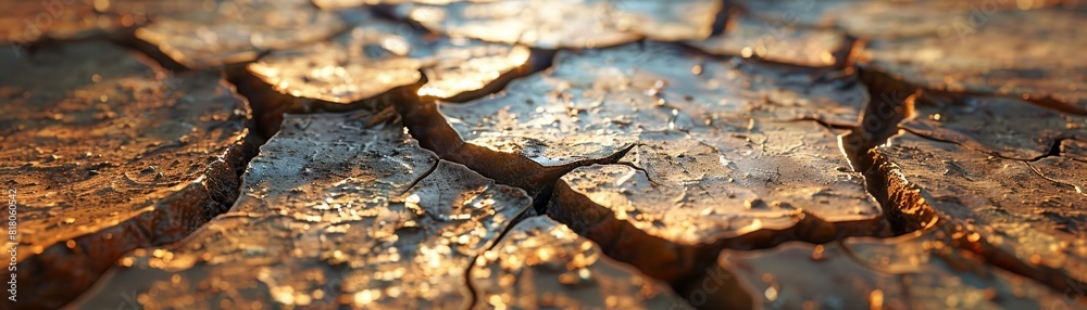 A cracked and broken surface, possibly a rock or a piece of wood A cracked and broken surface, possibly a rock or a piece of wood