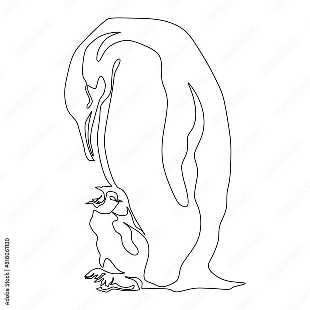 Penguin Line Art Vector. Penguin one continuous line design vector Illustration isolated on white background. Minimalistic silhouette Penguin Line Art Vector. Penguin one continuous line design vector Illustration isolated on white background. Minimalistic silhouette