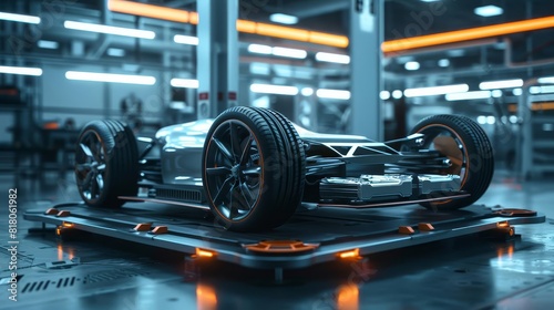 Wallpaper Mural futuristic electric sports car chassis and battery packs ev factory concept Torontodigital.ca