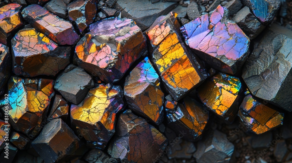 A pile of rocks with a rainbow of colors A pile of rocks with a rainbow of colors