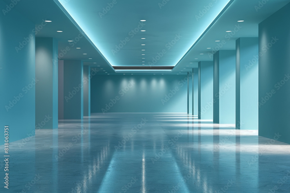 Interior of future buildings,neon light effect with glowing background.
Interior of future buildings,neon light effect with glowing background.