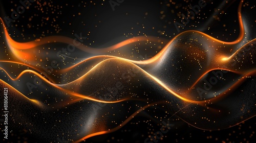 orange black waves , color gradient rough abstract background shine bright light and glow template empty space 