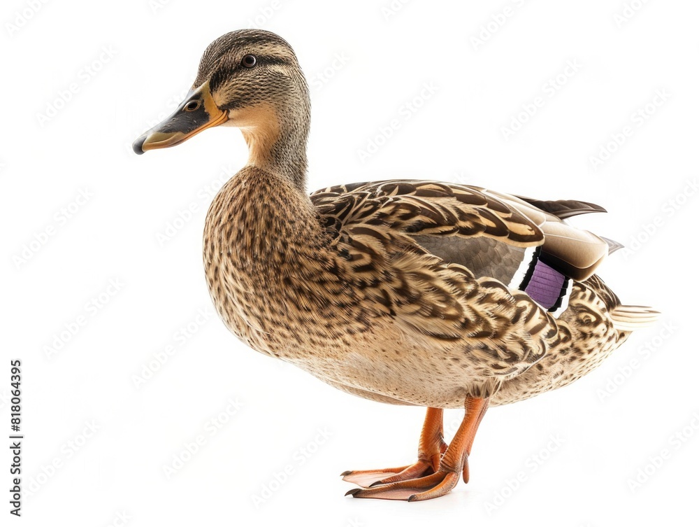 Duck Quacking. Female Duck in a Studio Setting on White Background Duck Quacking. Female Duck in a Studio Setting on White Background