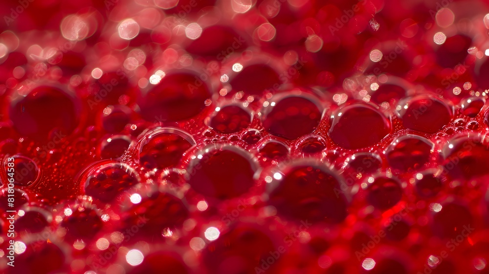 Macro Shot of Red Liquid Bubbles with Sparkling Highlights Macro Shot of Red Liquid Bubbles with Sparkling Highlights